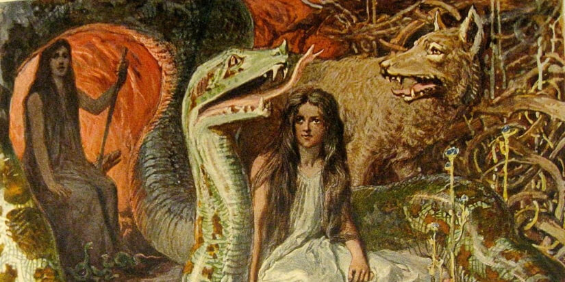 Göttin Hel, Mutter Angrboda, Geschwister Fenriswolf, Midgardschlange