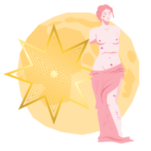 Venus im Vollmond mit Venusstern - achtzackigen Stern
