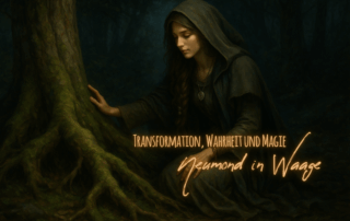 Frau hält ein Ritual an einem alten Baum ab. Neumond 21 Oktober 2025 Waage Alexa Szeli